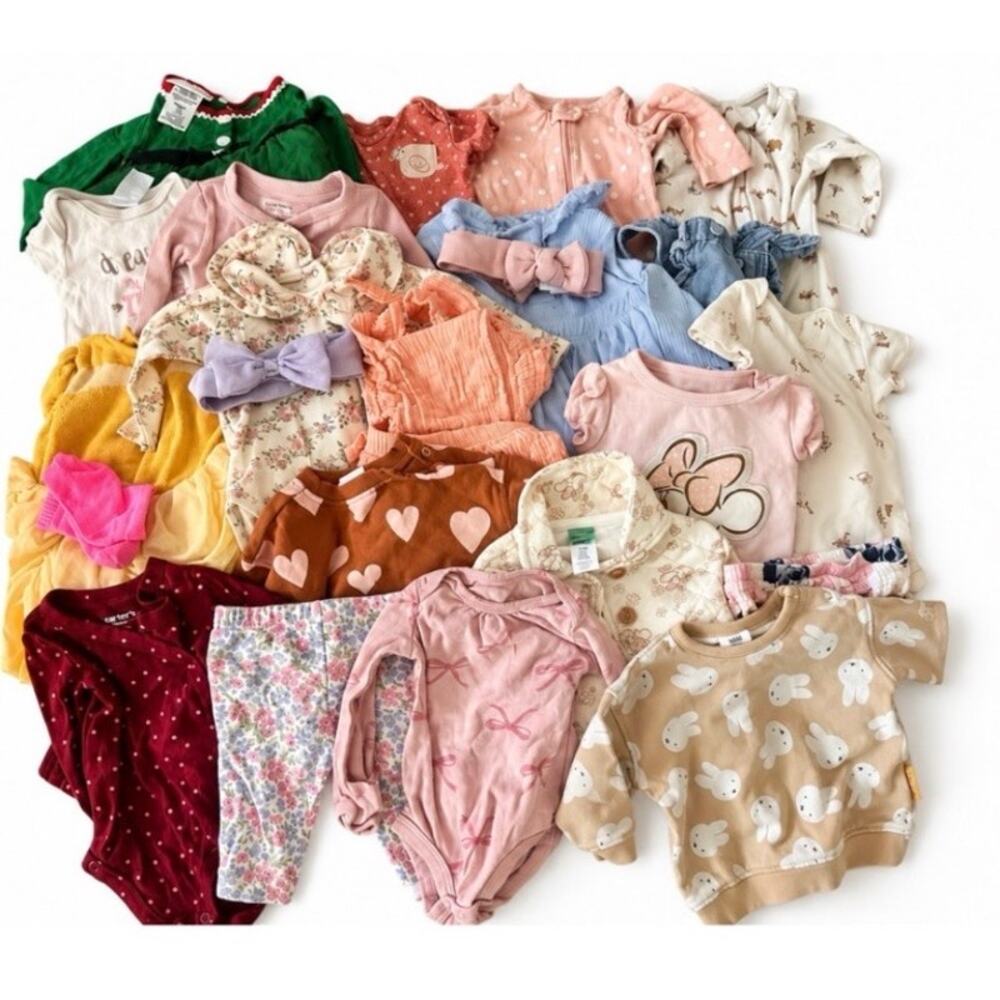 Lot of Baby Girl Clothes 25 pieces 3mo 3-6mo Carters Disney Cloud Island